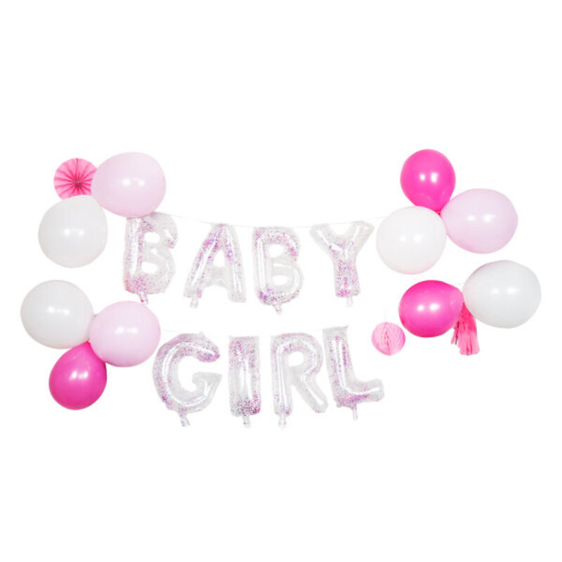 Σετ Διακόσμησης Γιρλάντα με Μπαλόνια Baby Girl / 23 τεμ