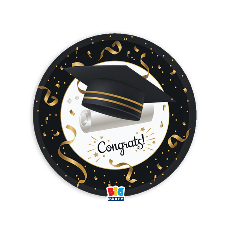Πιάτα Χάρτινα ΓλυκούGraduation 18εκ/ Αποφοίτηση / 6 τεμ