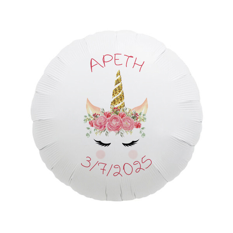 Μπαλόνι Βάπτισης Unicorn με όνομα/43cm