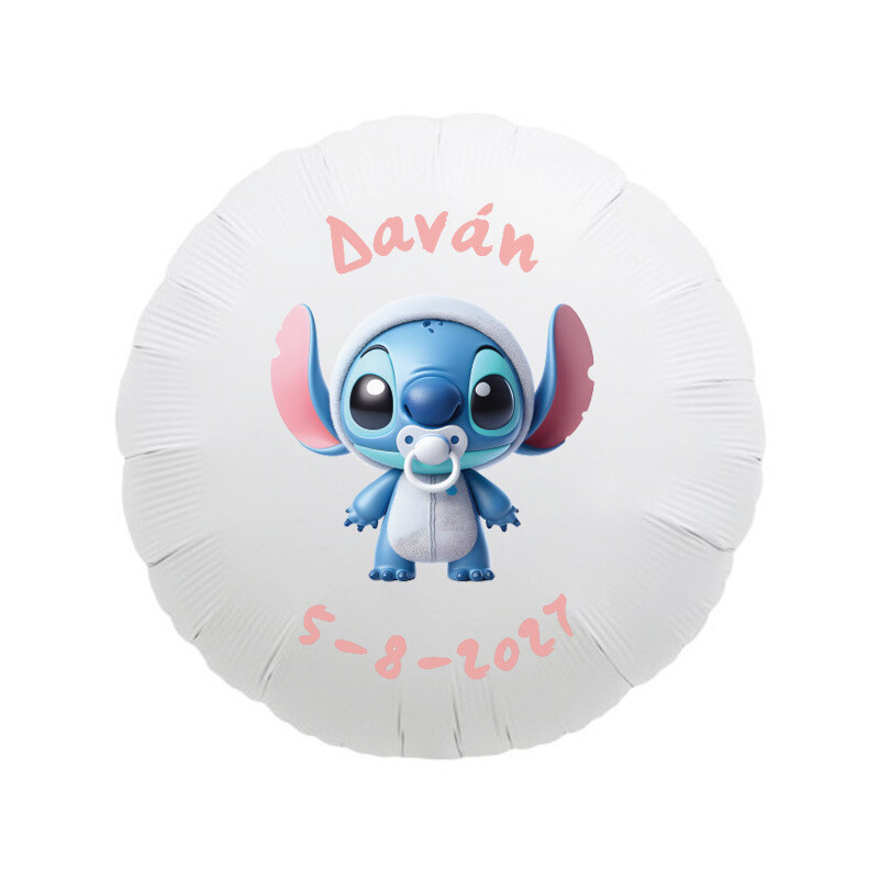 Μπαλόνι Φόιλ για Βάπτιση Baby Stitch με όνομα/43cm