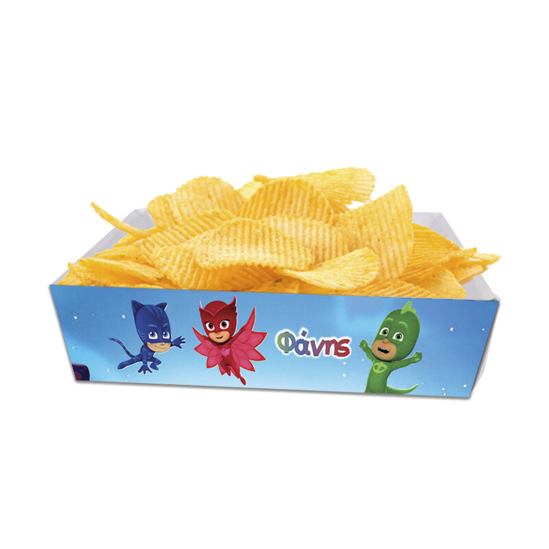 Κουτάκια για πατατάκια PJ Masks με όνομα 8τμχ/ 15cmx10cmx4cm
