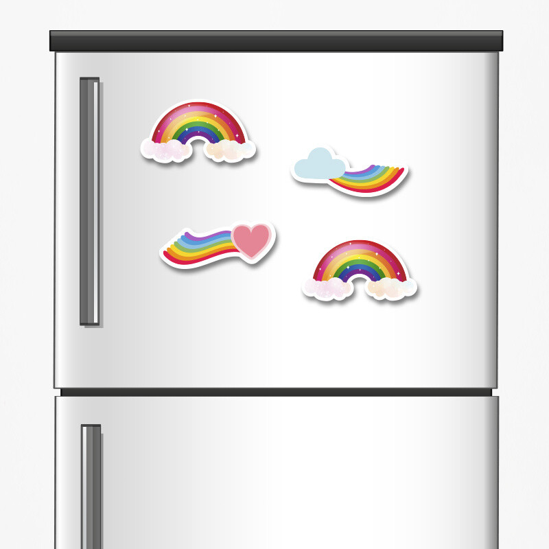 Ξύλινα μαγνητάκια Rainbow 5cm/ 4τμχ