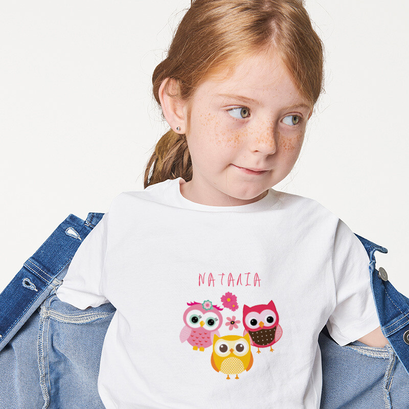Παιδικό T-shirt Κουκουβάγιες για κορίτσι με όνομα