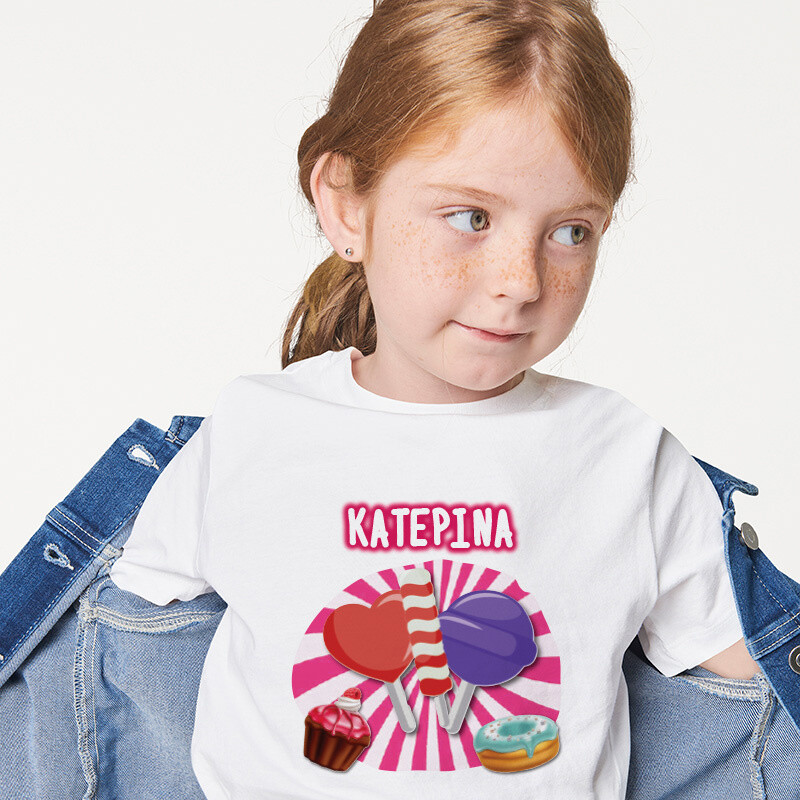 Παιδικό T-shirt Sweet Shop για κορίτσι με όνομα