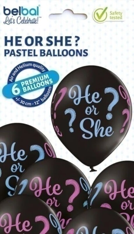 Μπαλόνια Λάτεξ 11 Gender Reveal Μαύρο He or She ? / 6 τεμ