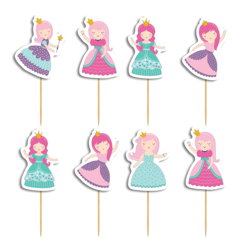 Cupcake toppers Πριγκίπισσα 10cm / 8τμχ