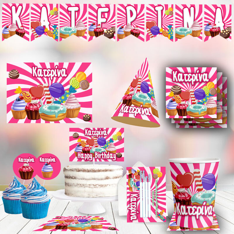 Σετ πάρτυ με όνομα Sweet shop XL / 8 ατόμων