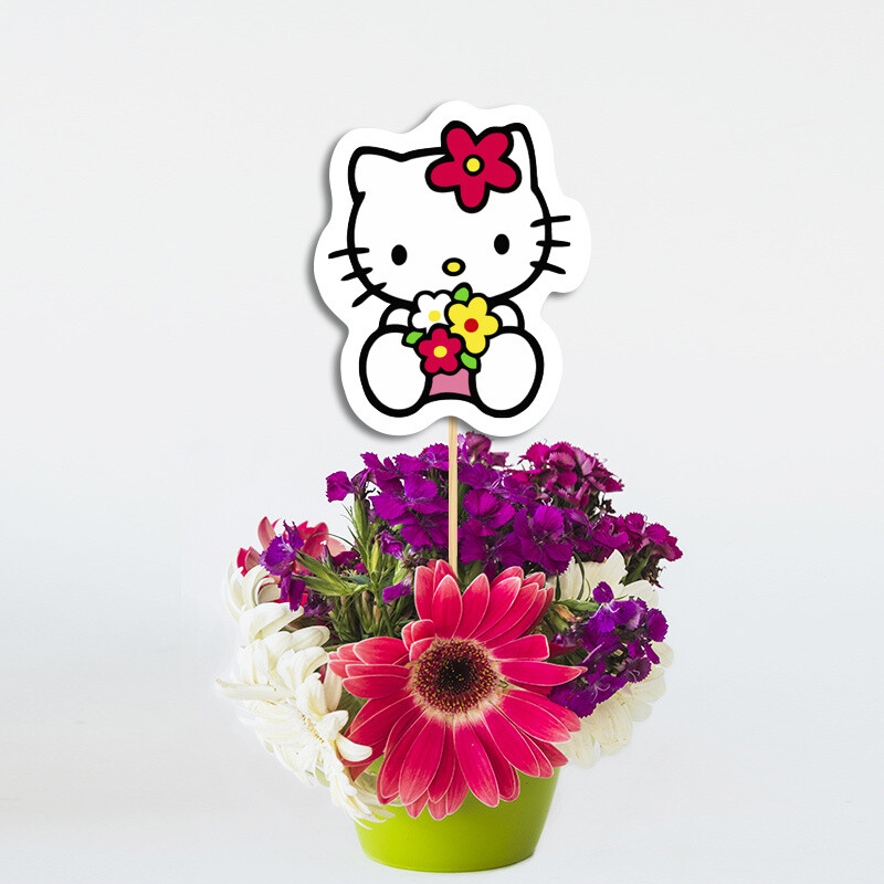 Διακοσμητικό Τοππερ Hello Kitty χάρτινο για τον Μπουφέ/ 20cm