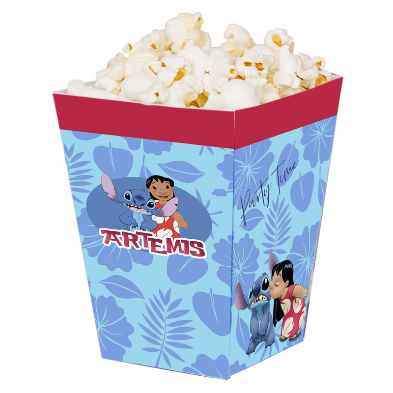 Κουτί Pop Corn με όνομα Lilo & Stitch 15cmx9cmx9cm