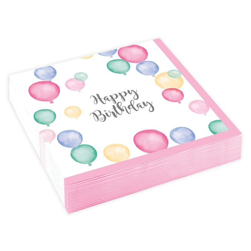 Χαρτοπετσέτες γλυκού 25εκ Happy Birthday Pastel /20 τεμ
