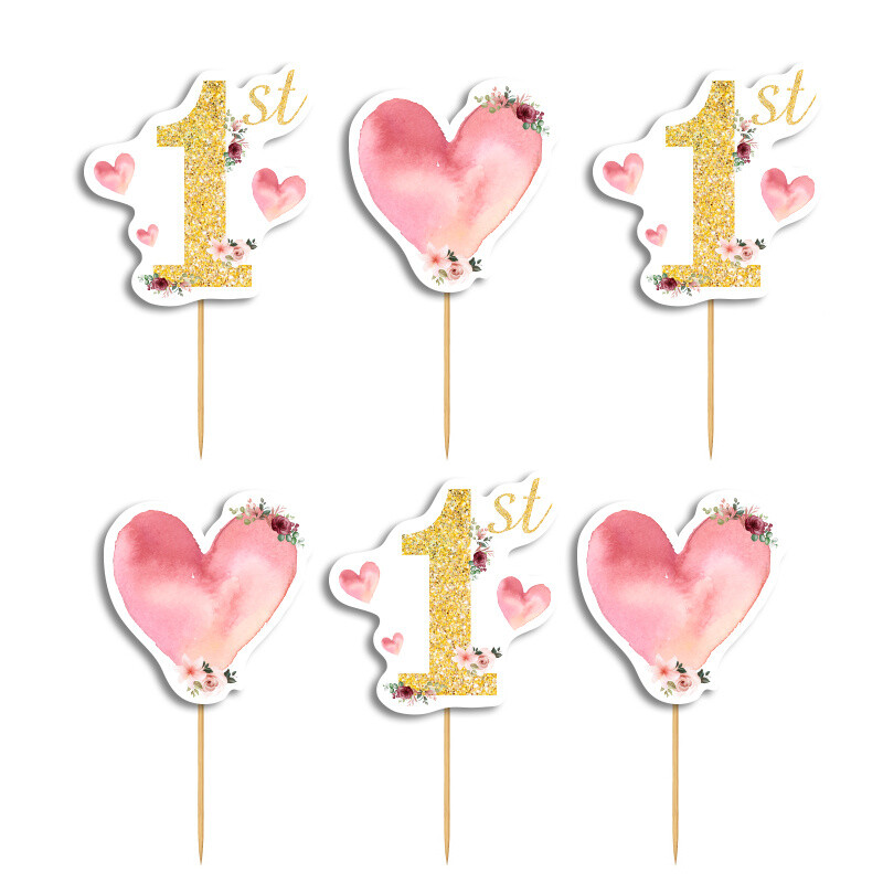 Cupcake toppers 1st Birthday Girl 10cm / 8τμχ
