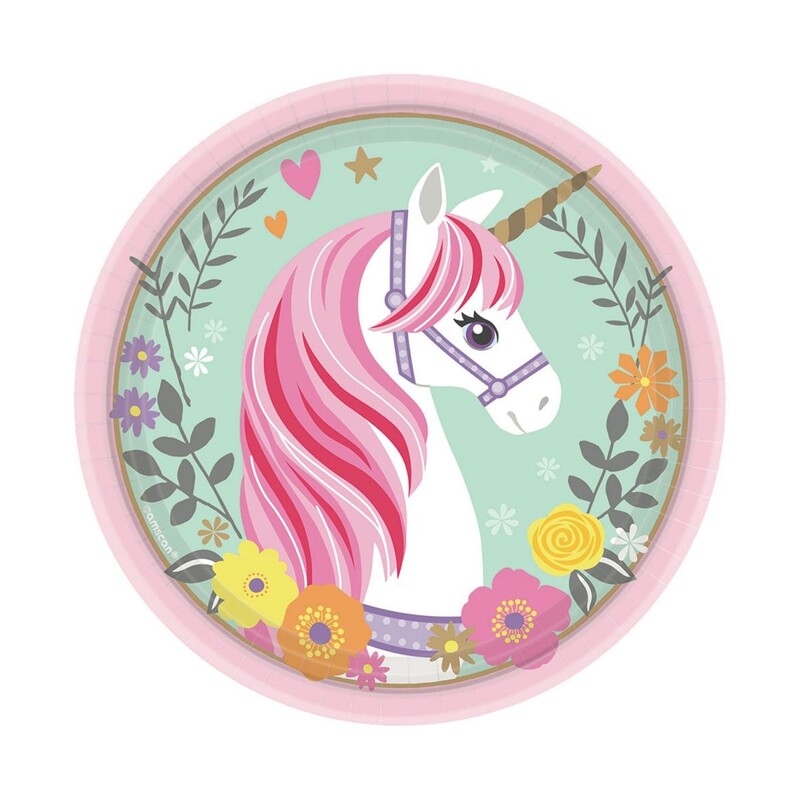 Πιάτα χαρτ. γλυκού 18εκ Magical Unicorn /Μονόκερος 8 τεμ