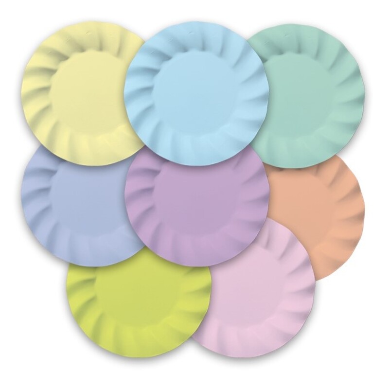Πιάτα Χάρτινα Ø 20 cm Wavy Soft Rainbow / 8 τμχ