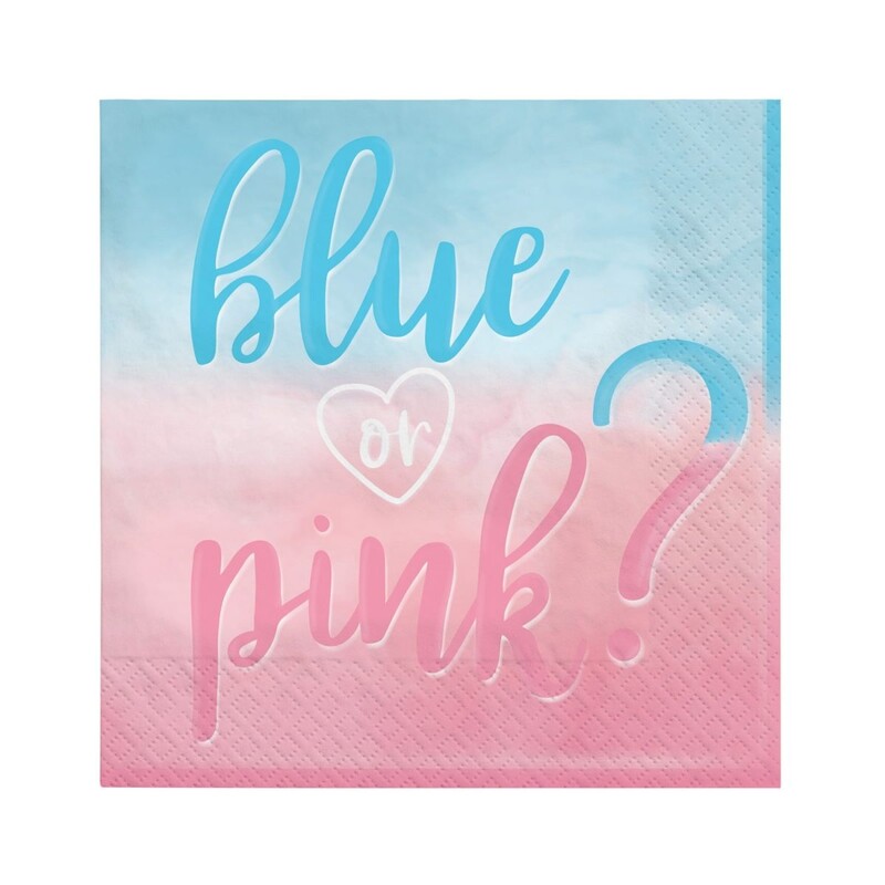 Χαρτοπετσέτες φαγητού 33εκ Gender Reveal /16 τεμ - Boy or Girl