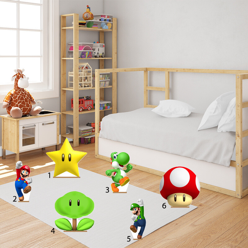 Διακοσμητική φιγούρα Super Mario 20cm Ξύλινη με βάση/1 τμχ