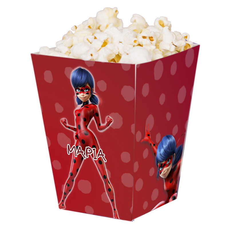 Κουτί Pop Corn με όνομα Miraculous LadyBug 15cmx9cmx9cm