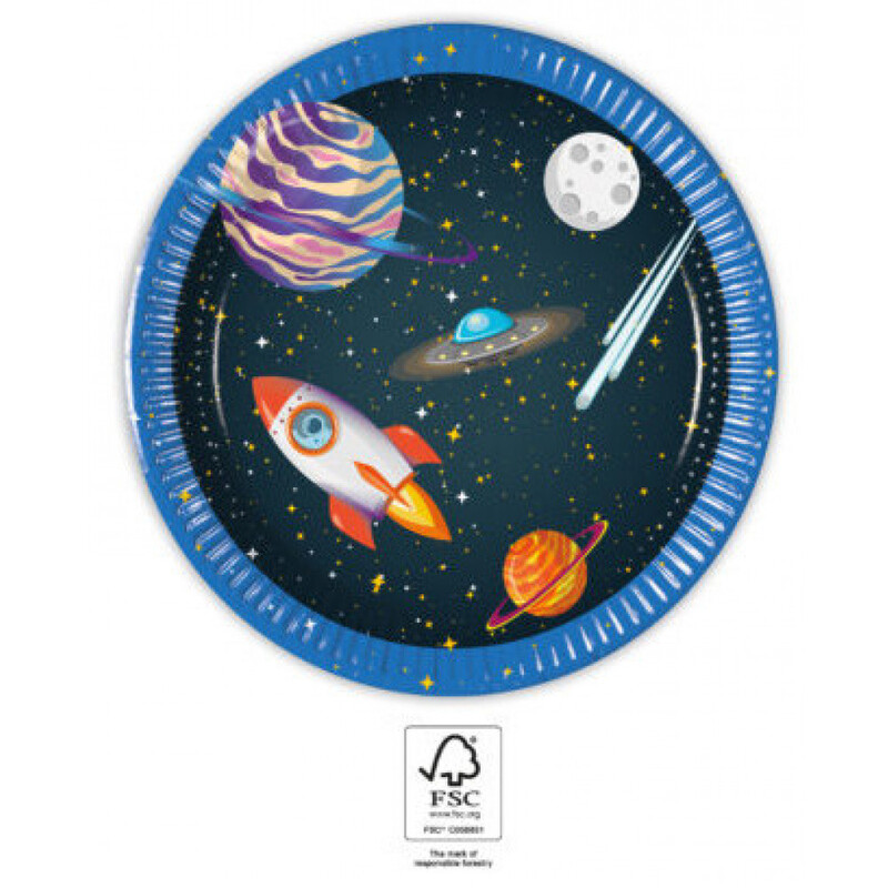 Χάρτινα πιάτα γλυκού Rocket Space 20cm/8τεμ