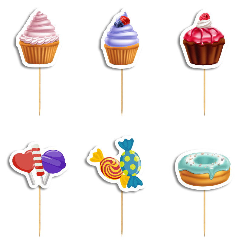 Cupcake toppers Sweet Shop 10cm / 8τμχ
