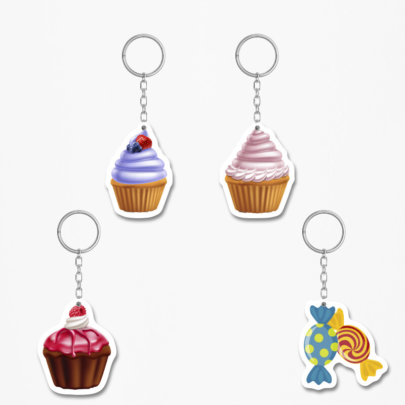 Ξύλινα Μπρελόκ Sweet Shop 5cm/ 4τμχ