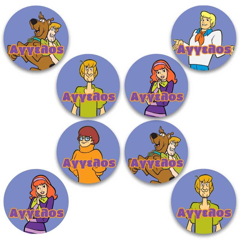 Στρογγυλά αυτοκόλλητα Scooby-Doo / 8 τμχ