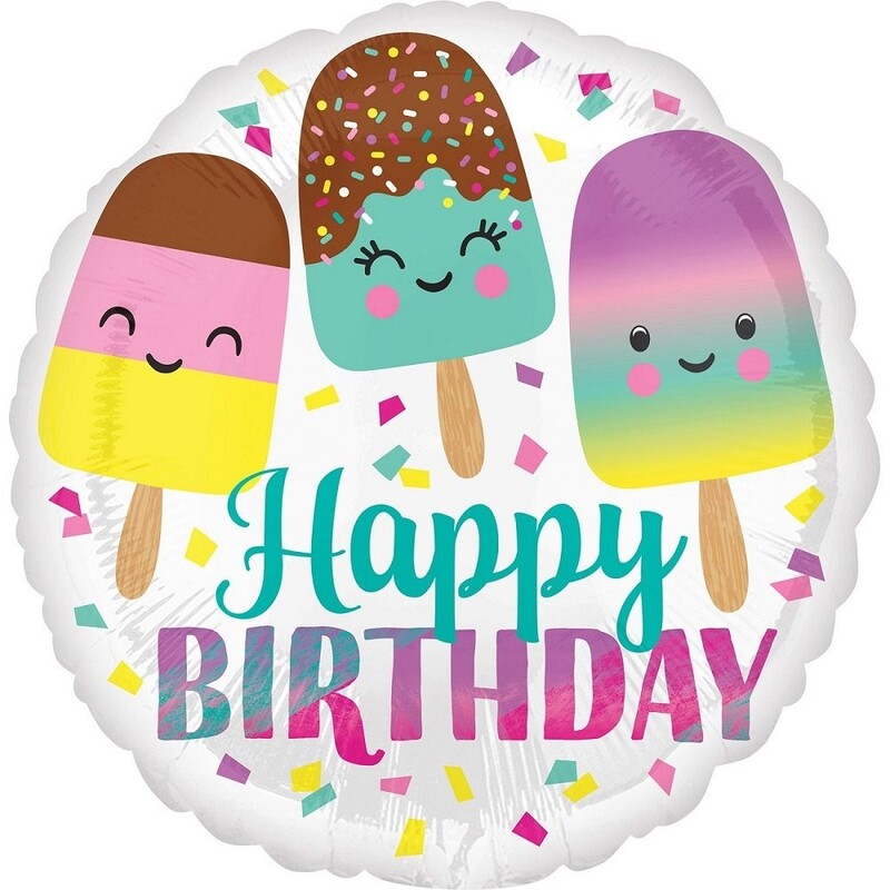 Μπαλόνι Φοιλ 17 Στρογγυλό Happy Ice Cream Birthday 43 εκ - Παγωτό