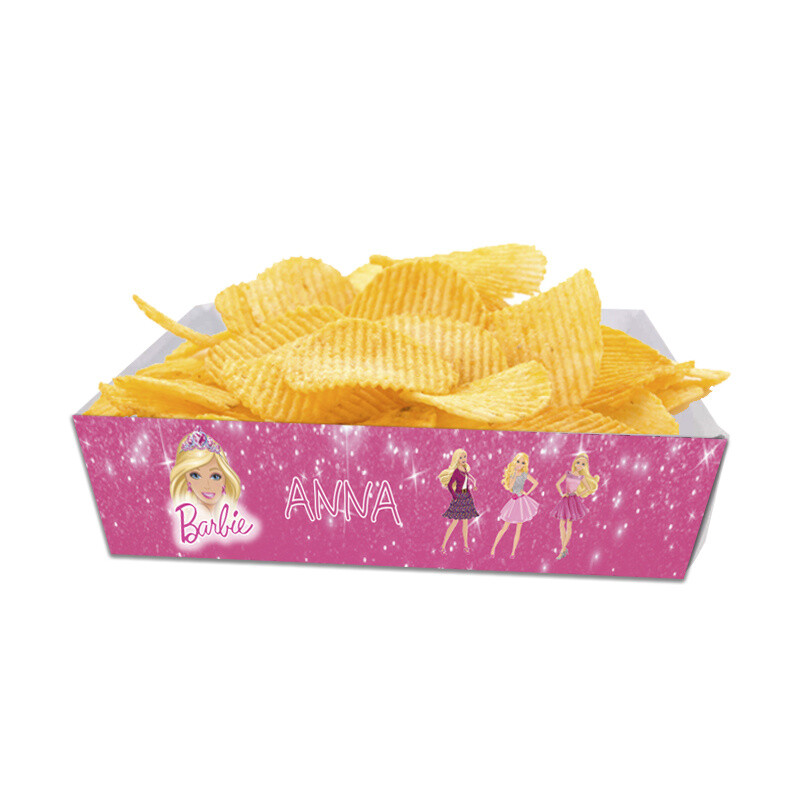 Κουτάκια για πατατάκια Barbie με όνομα 8τμχ/ 15cmx10cmx4cm