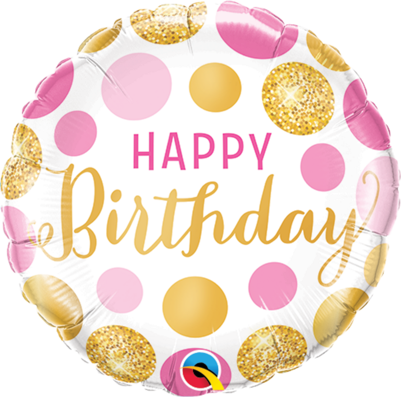 Μπαλόνι Φοιλ 9 Birthday Pink & Gold Dots 23 εκ