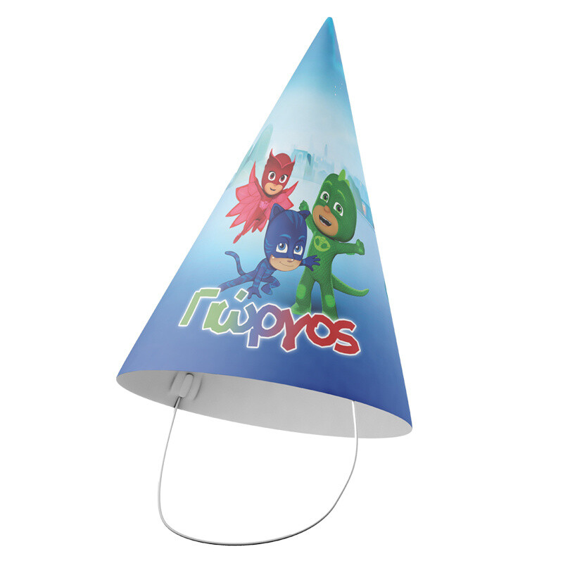 Καπελάκια πάρτυ με όνομα PJ Masks/8τμχ