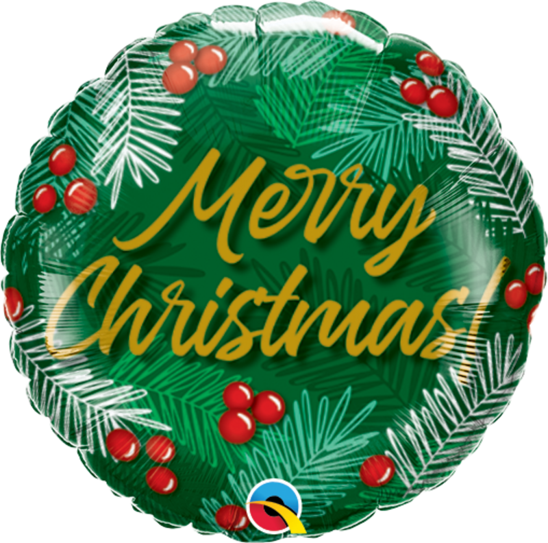 Μπαλόνι Φοιλ 9 Merry Christmas Green & Berries 23 εκ