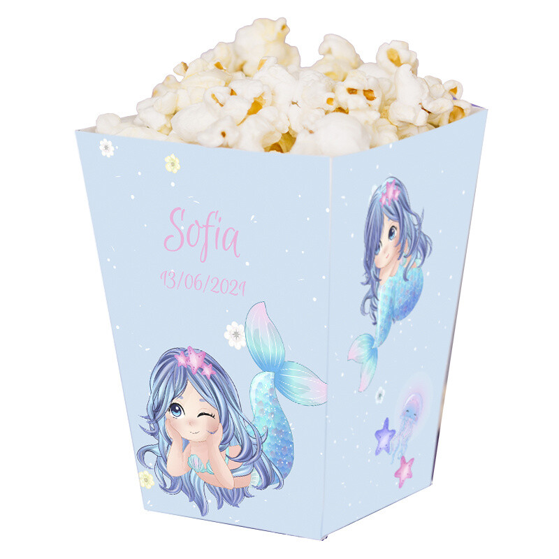 Κουτί Pop Corn με όνομα Γοργόνα 15cmx9cmx9cm