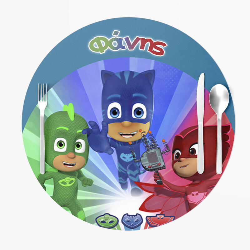 Σουπλά Χάρτινα στρογγυλά με όνομα PJ Masks 27cm