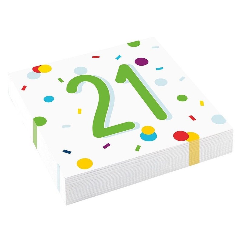 Χαρτοπετσέτες φαγητού 33εκ Party 21 Confetti Birthday /20 τεμ