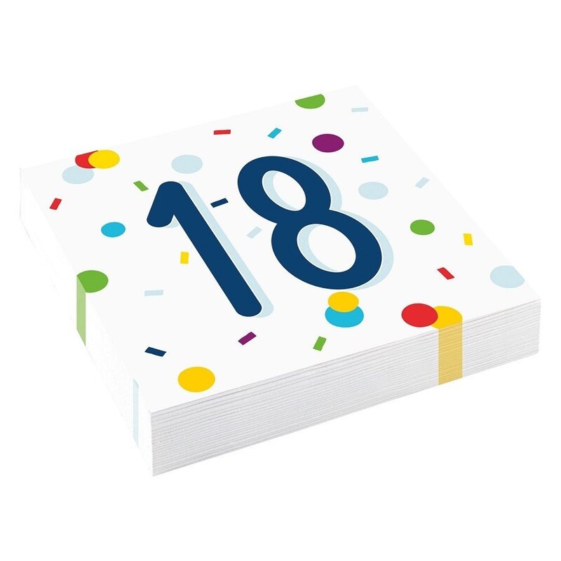 Χαρτοπετσέτες φαγητού 33εκ Party 18 Confetti Birthday /20 τεμ