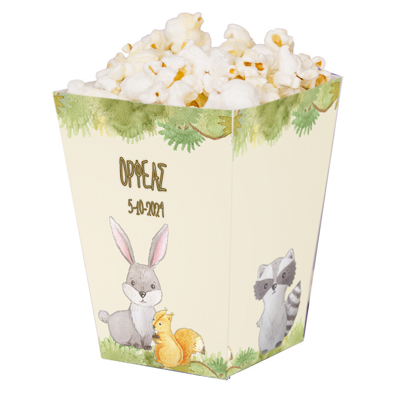 Κουτί Pop Corn με όνομα Ζωάκια Δάσους 15cmx9cmx9cm