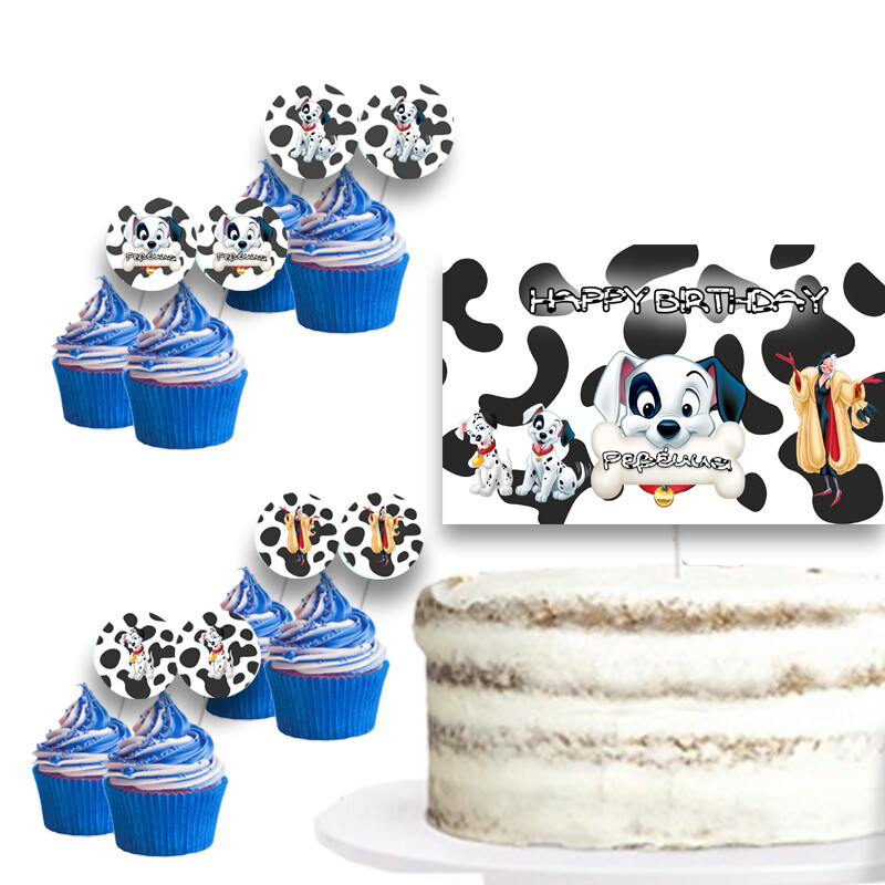 Διακόσμηση τούρτας 101 Σκυλάκια Δαλματίας & cupcake toppers