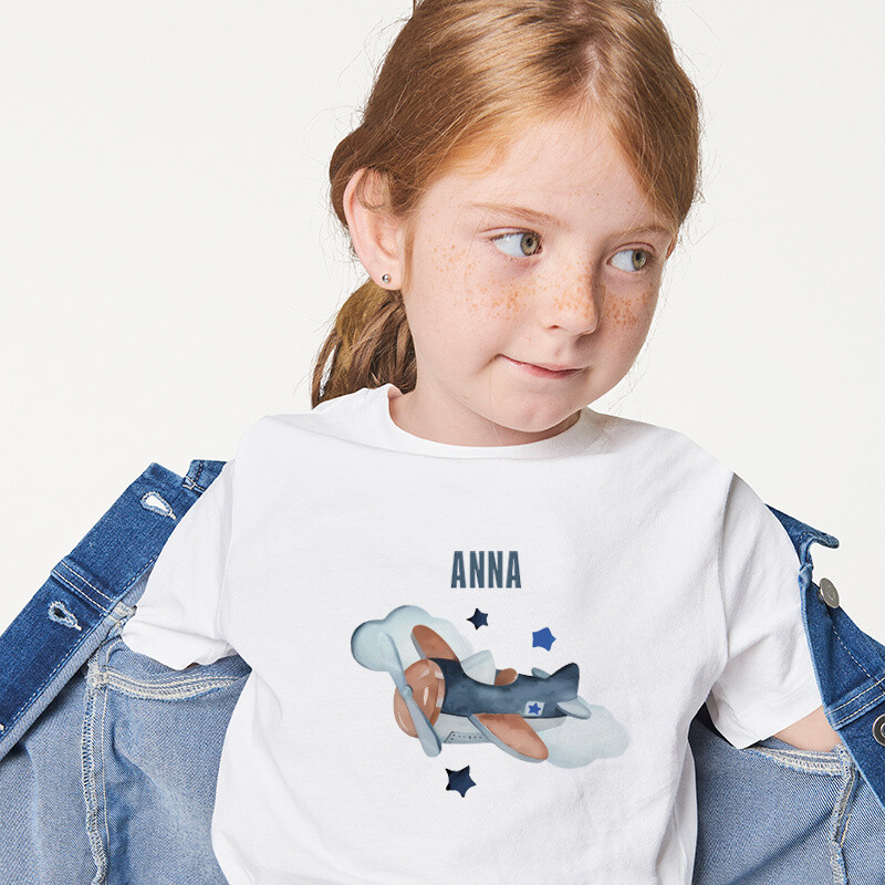 Παιδικό T-shirt Αεροπλάνο Vintage για κορίτσι με όνομα