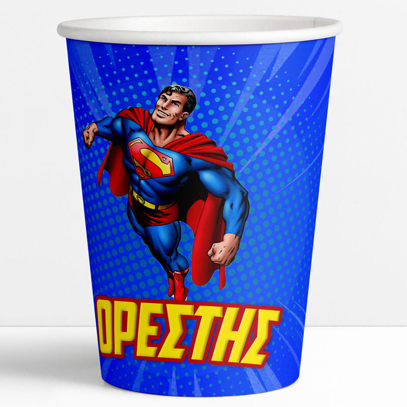 Ποτηράκια χάρτινα με όνομα Superman / 8τμχ