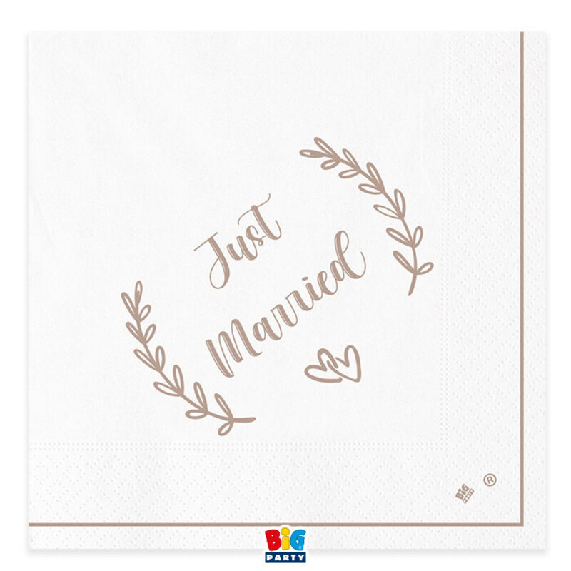 Χαρτοπετσέτες Φαγητού για Γάμο /Just Married 33 x 33 εκ / 20 τμχ