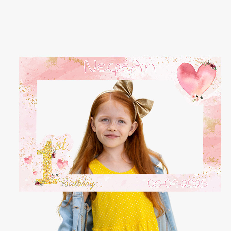 Κάδρο Photobooth 1st Birthday girl για φωτογραφίες/ 60cm*40cm
