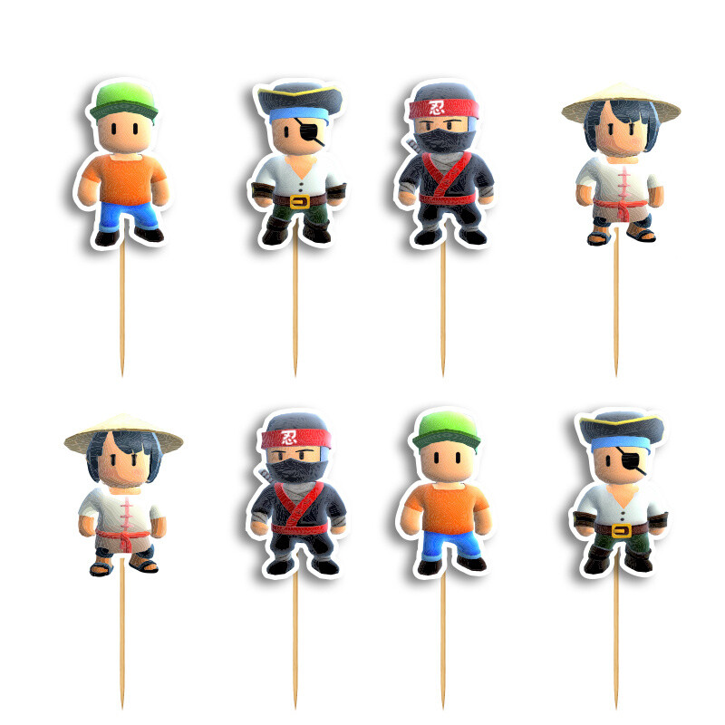 Cupcake toppers Stumble Guys 10cm / 8τμχ