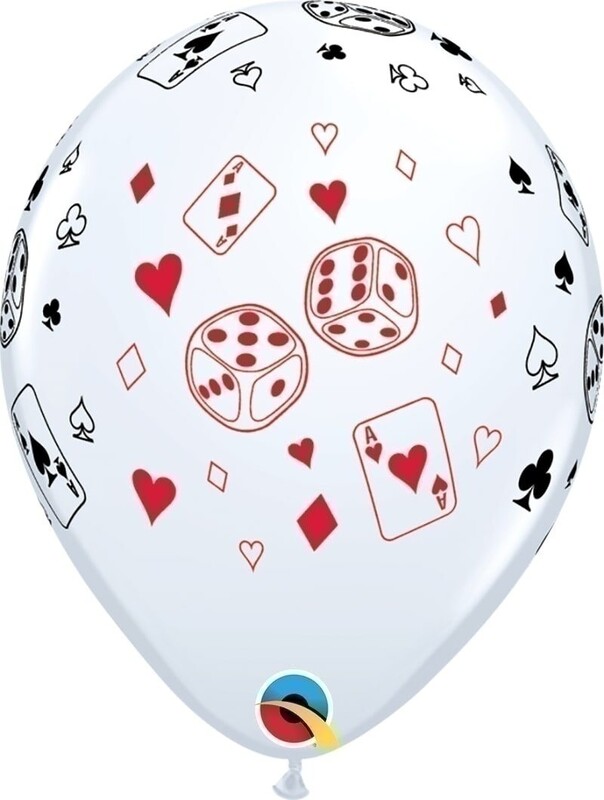 Μπαλόνια Λάτεξ 11 Cards and Dice White /25 τεμ - casino