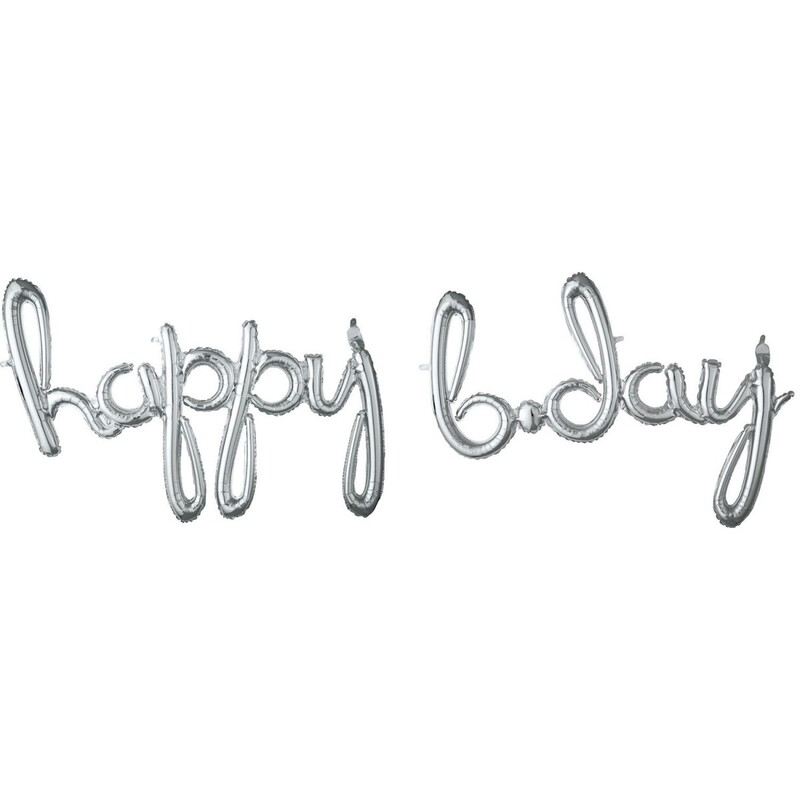 Μπαλόνι Φοιλ Script Phrase `Happy Birthday` Ασημί