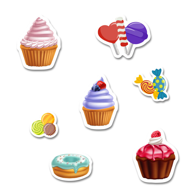Αυτοκόλλητα Sweet Shop 5cm / 8τμχ