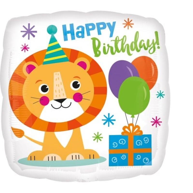 Μπαλόνι φοιλ 17 Happy Lion Birthday  /43 εκ - Λιοντάρι
