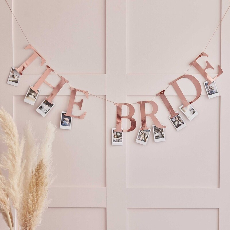 Γιρλάντα ροζ χρυσό The Bride/ bachelor Party  with Photo Pegs